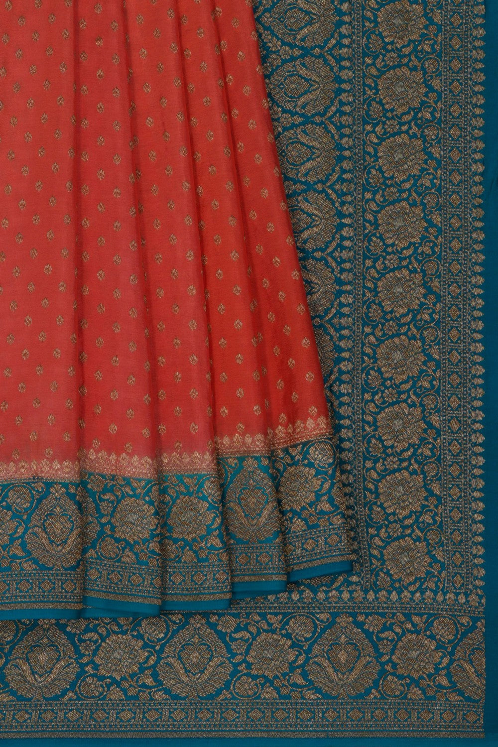 Image of Banarasi Crepe Silk Peach Saree